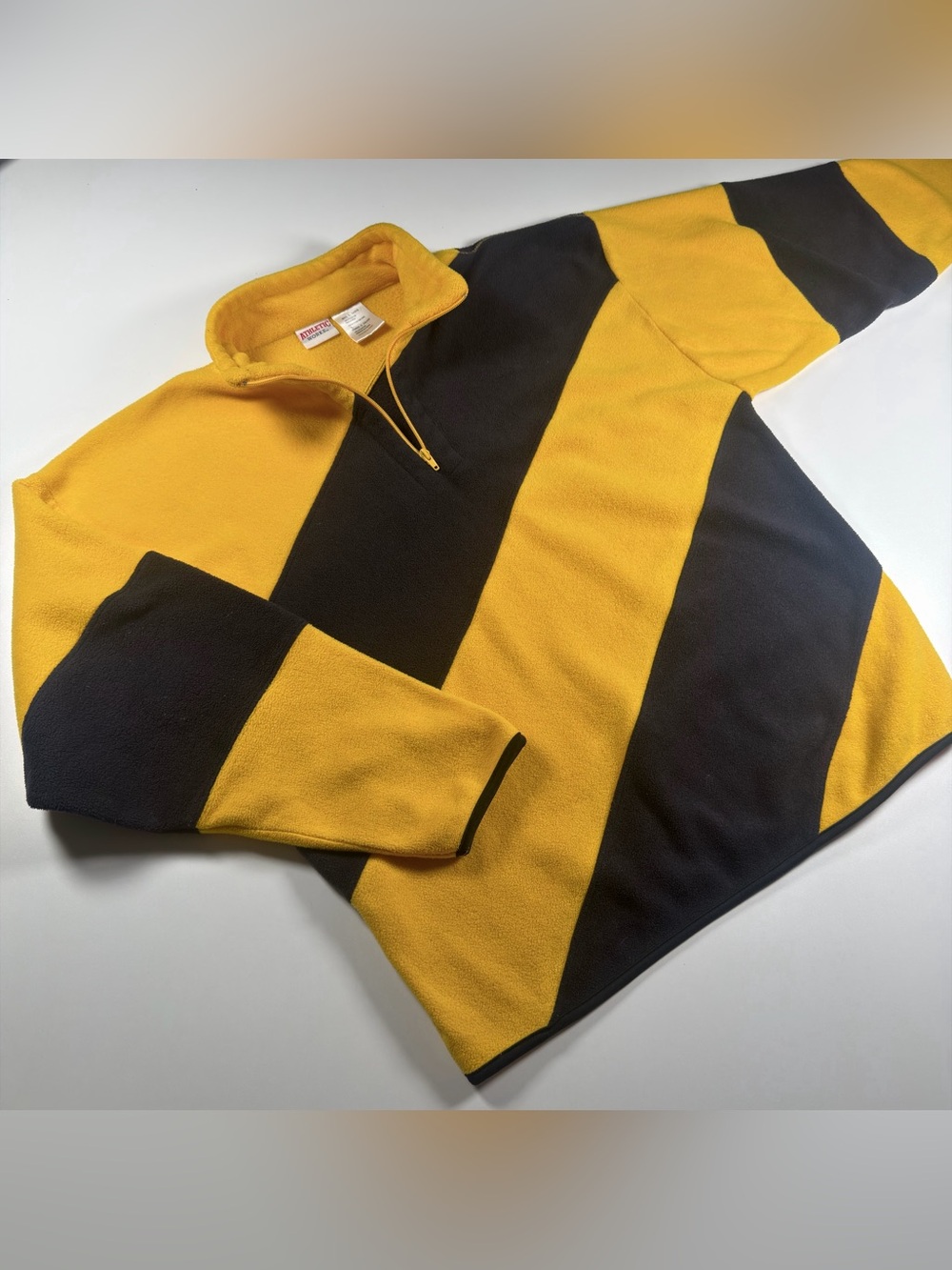 Athletic Works Men’s Yellow Black Colorblock Fleece 1/4 Zip Pullover Size L